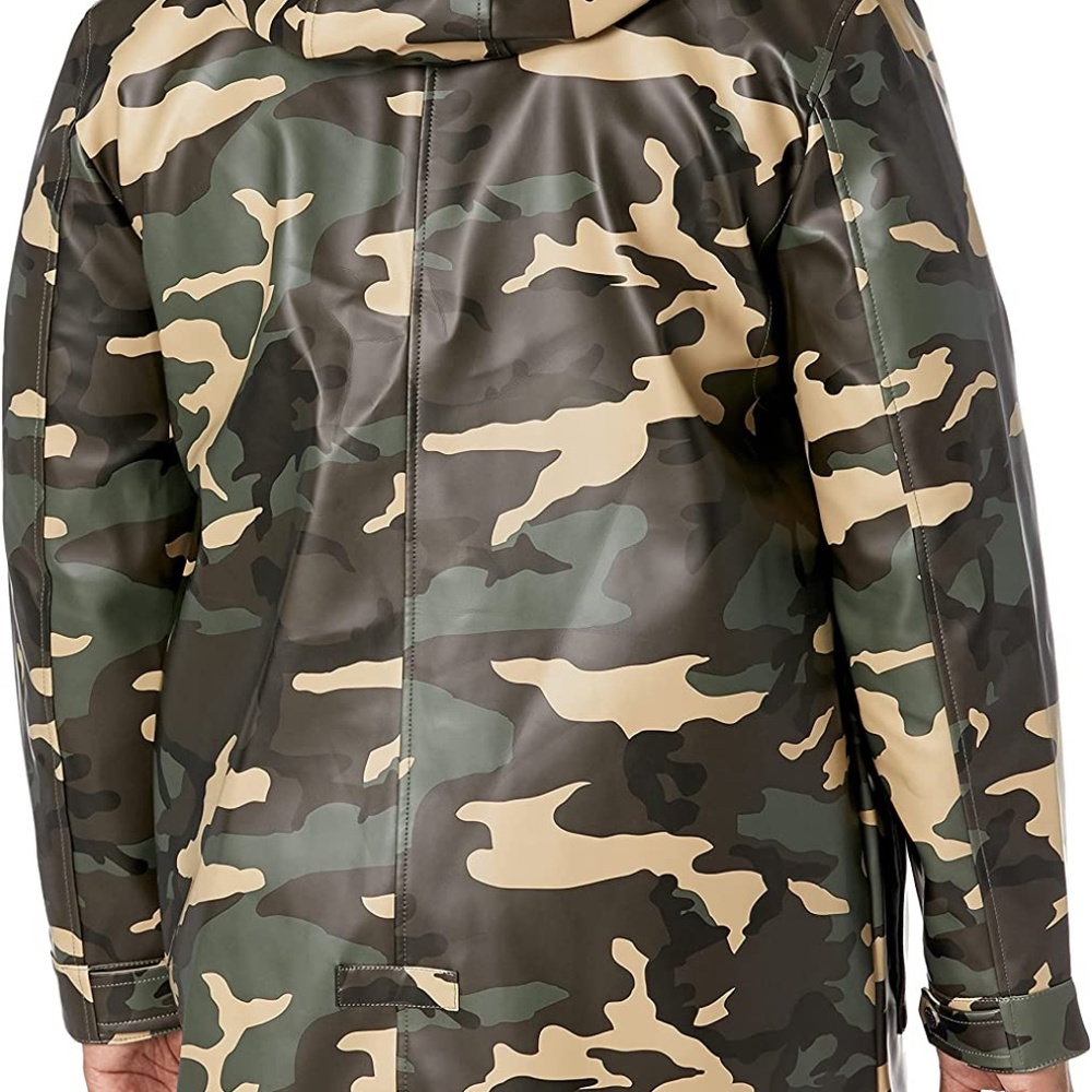 Men's Rain Jacket: Levi's Men's Rubberized Rain Parka Jacket, Camo, Small - Picture 3 of 11